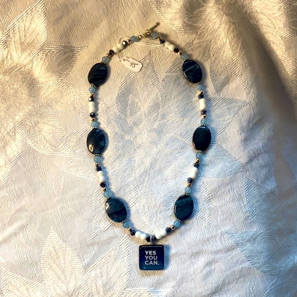 Blue and White “Yes You Can” Necklace - Picture 3 of 8
